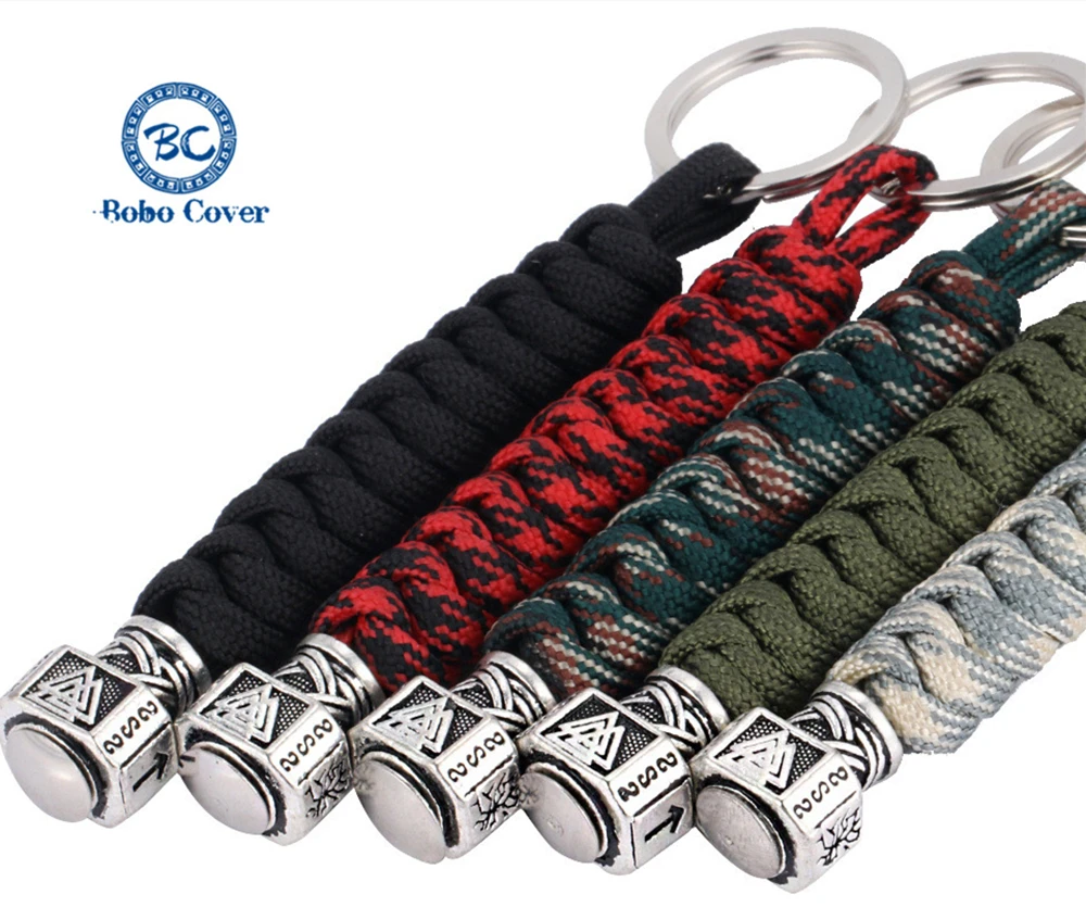 Fashion Vikings Rune Hand Woven Keychain Outdoor Camping Survival Rope