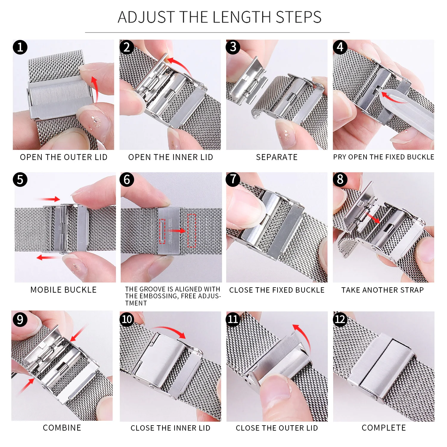 Milanese Loop for Apple Watch Band 7 6 SE 5 4 44mm 42mm Stainless Steel Bracelet Metal Wrist Strap of iWatch Series 2 3 38mm 40m