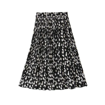 

Elegant women floral print midi skirts 2020 summer beach fashion ladies vintage boho skirt party female faldas girls chic skirt