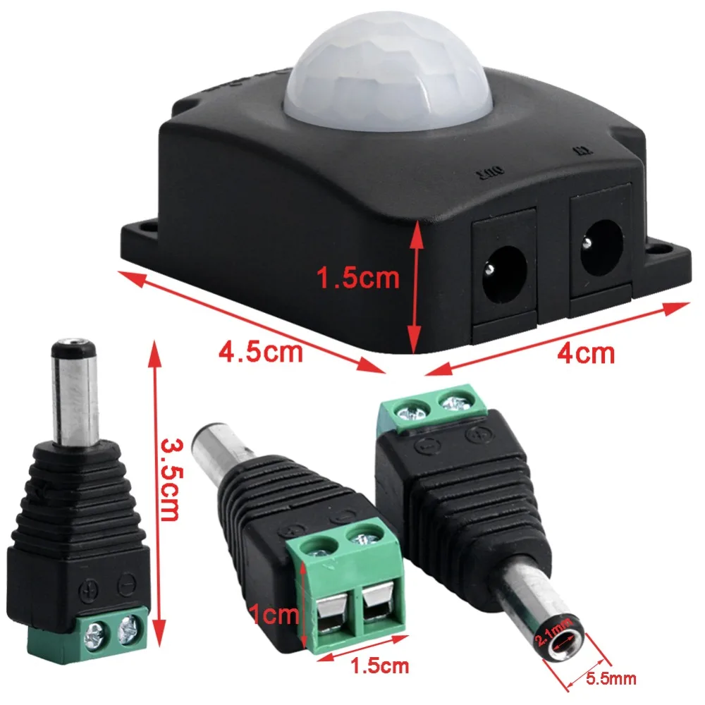 DC 12V24V 10A PIR датчик движения переключатель для Светодиодный светильник полосы регулируемое время задержки