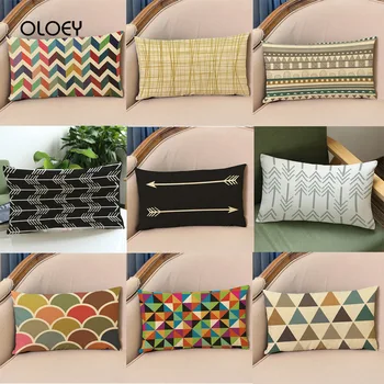 

Nordic Geometric Polyester Pillowcase Rectangular Cactus Pillowcase Home Bedroom Hotel Car Seat Decorative Pillowcase 45x45cm .