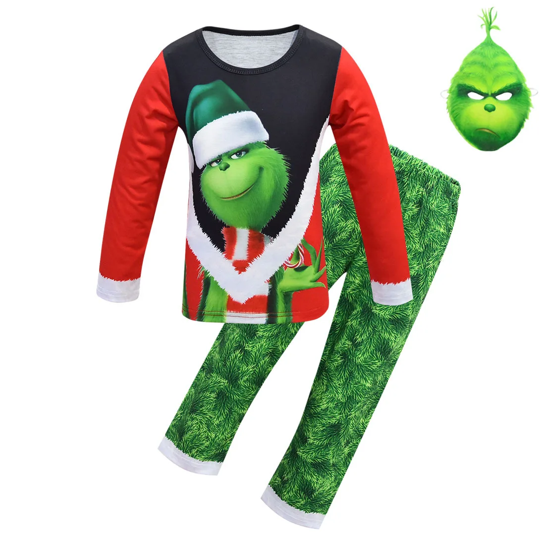 Рождественский пижамный комплект Grinch для мальчиков; Пижама для костюмированной вечеринки; Новинка; Рождественская Детская одежда для сна; комплект домашней одежды для костюмированной вечеринки; Рождественская детская одежда - Цвет: 1693-mask