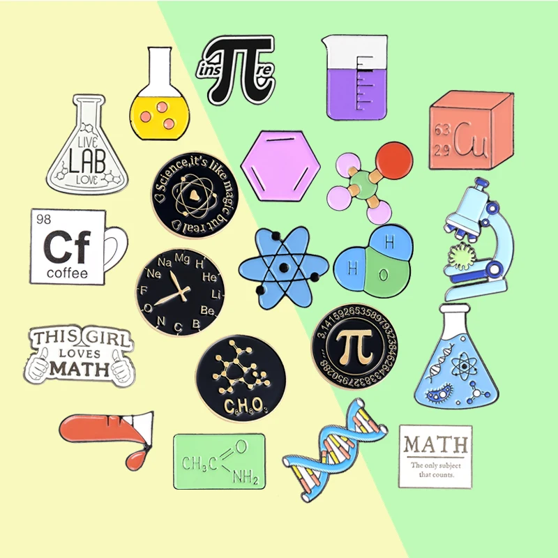 

Laboratory Instrument Enamel Pins DNA Atomic Symbol Brooches Badge Decoration on Backpack Caps Gift for Student Scientist