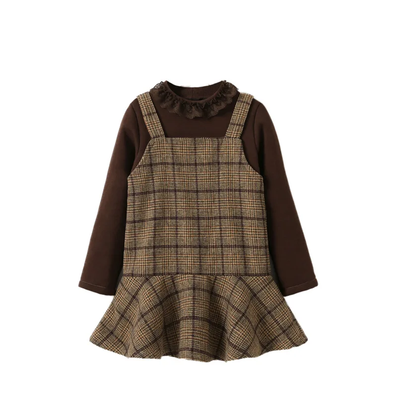 

Girls' Plush Suit 2019 New Fashion Korean Autumn Winter Dress Girl's Thickened Dress Princess Dress Girls Christmas Outfit