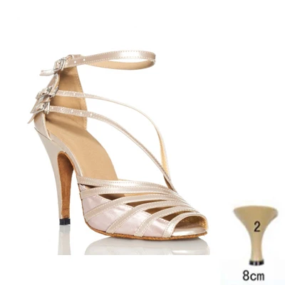 skin heel 8cm Высокое качество, профессиональная женская/Девичья/Дамская обувь для бальных танцев, танго, сальсы, латинских танцев, обувь на высоком каблуке, 3 цвета - Цвет: skin heel 8cm