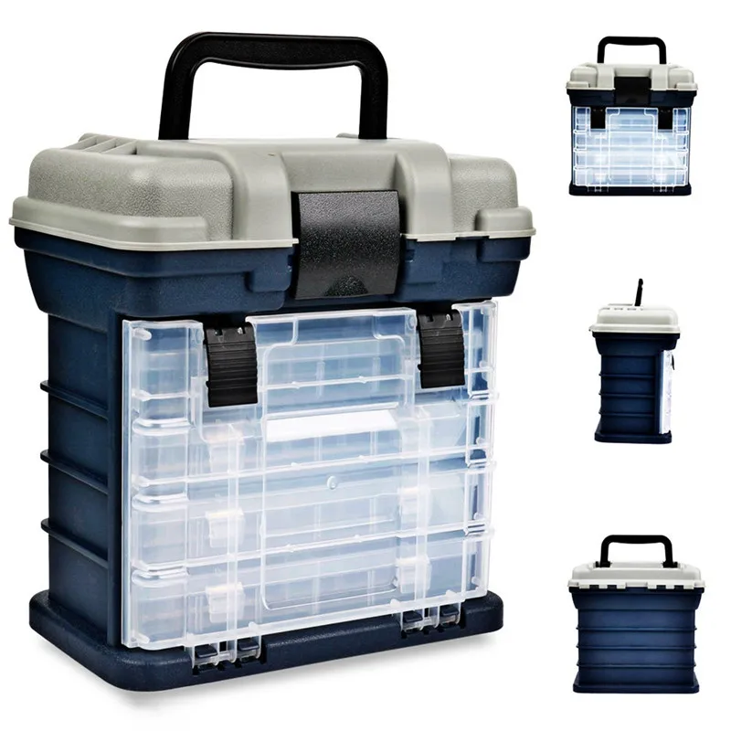 

Portable 4 Layers Big Fishing Tackle Box Plastic Handle Fishing Box Carp Fishing Case Tools Fishing Accessories