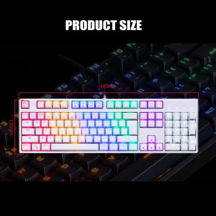 USB Проводная игровая механическая клавиатура RGB подсветка 104 ключи против ореолов UY8