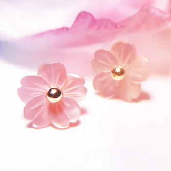 

Lovely Flower CZWedding Earrings S925 Pink Peach Blossom Flower s Stud Earrings Girls Jewelry Christmas Gift Wholesale