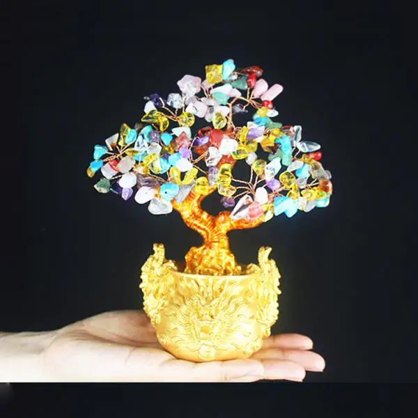 Crystal Lucky Money Tree Feng Shui for Wealth and Luck Home Decor Gift 7inch