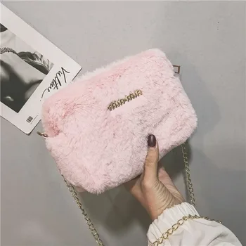 

Women's Bag Messenger Bag Autumn and Winter Shoulder Bag 2019 New Fashion Chain Plush Bag Women Bag