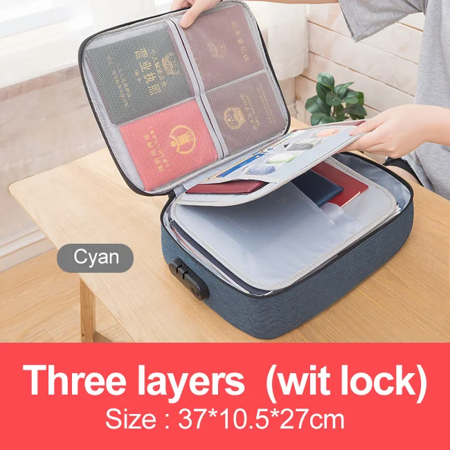 Three layers Сумка для документов, билетов, большая емкость, сертификаты, файлы, органайзер для дома, путешествий, важных предметов, папка, сумки для хранения, поставка - Цвет: Three layers