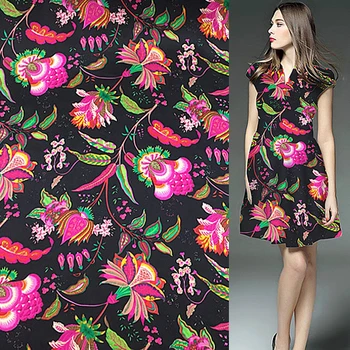 

Gorgeous floral print 100% pure silk satin Charmeuse silk fabric 16momme 114cm,SSC231