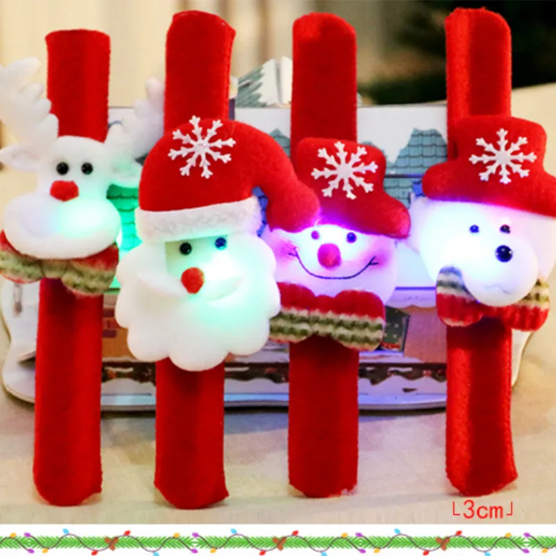 Christmas Patting Circle Bracelet Watch Santa Claus Snowman Deer New Year Party Toy Wrist Decoration Xmas Children Gift