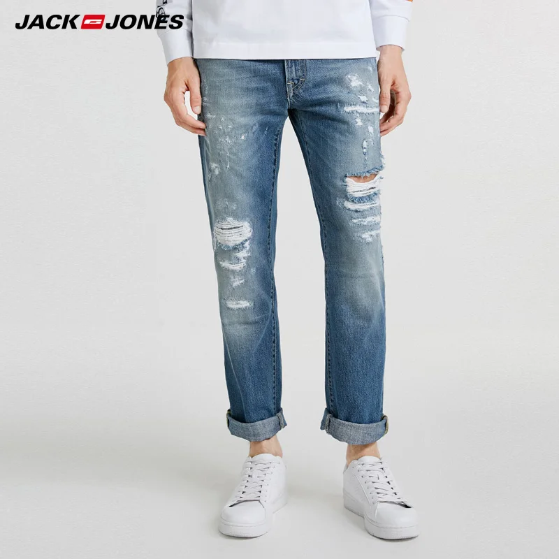 Jack Jones Sping мужские свободные Прямые рваные ковбойские джинсы брюки | 218332584|Джинсы|