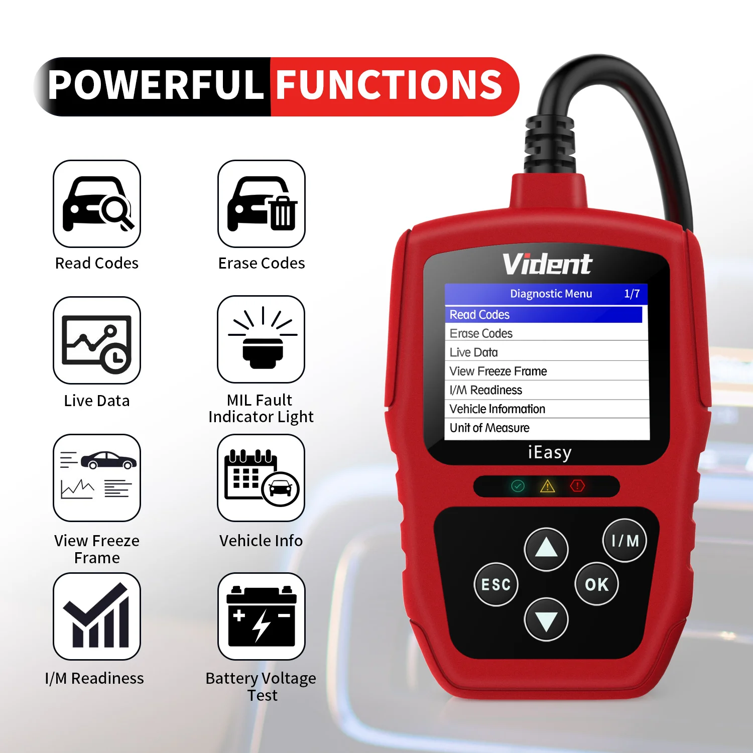 VIDENT iEasy300 OBD2 сканер универсальный автомобильный считыватель кодов светильник OBD II