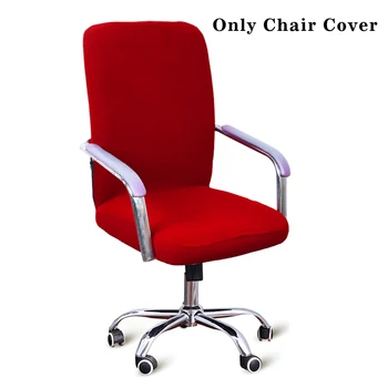 

Removable Chair Cover Computer Armchair Seat Slipcover Polyester Wine Red