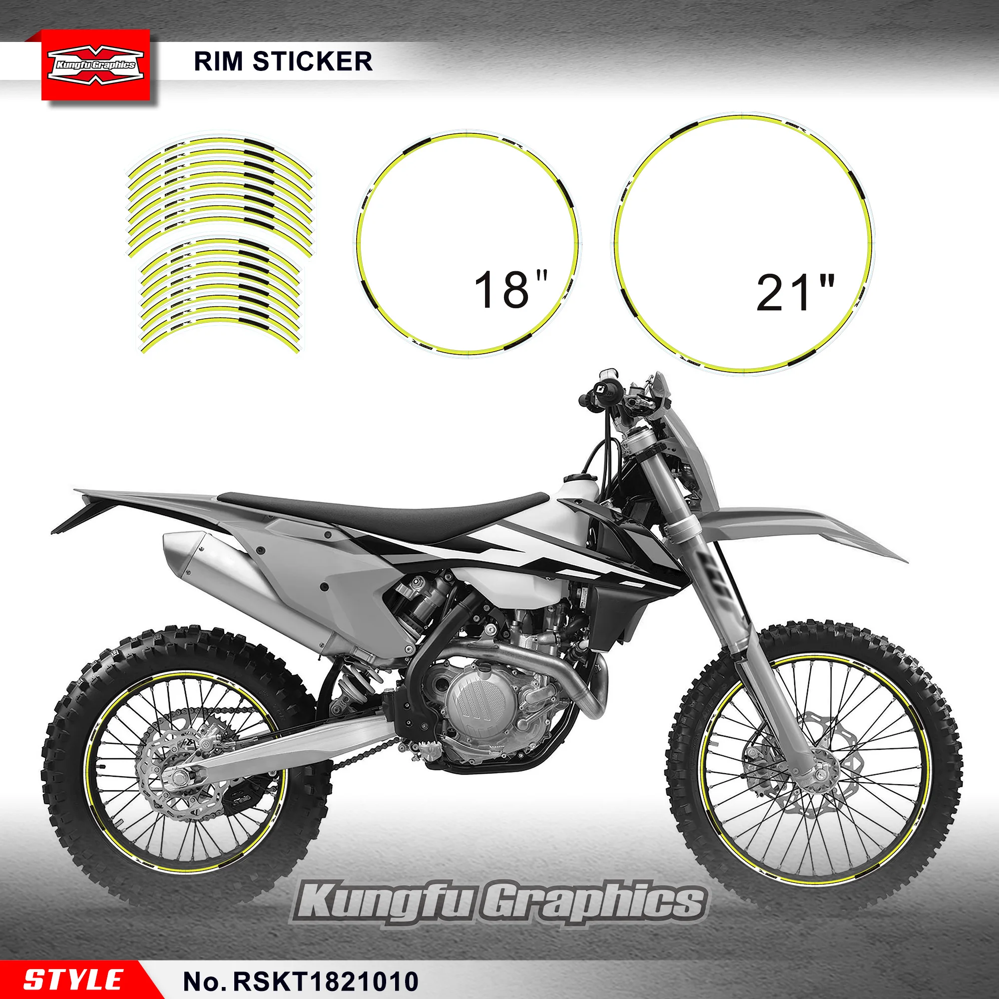 

KUNGFU графические пользовательские наклейки на обод колеса наклейки 16 шт. полосы для мотоцикла внедорожника мотокросса 21 ''x 18''