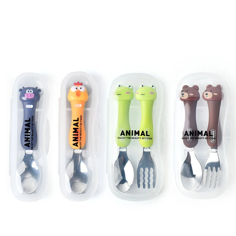 Tableware Cartoon Kids Spoon and Fork Set Dessert Spoon for Children Fork Baby Gadgets Children's Cutlery for Kids cutlery set baby feeding spoons