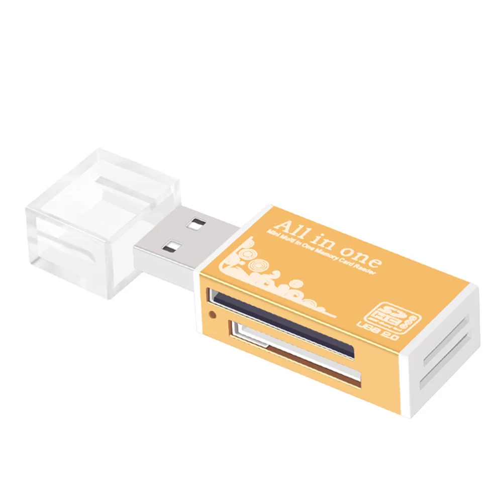 Золотой 4 в 1 USB2.0 Портативный Мобильный кард-ридер для SDHC Micro SD TF MMC M2 MS Pro карты и - Цвет: Золотой