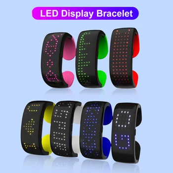 

LED Glowing Wrist Band Sports Slap Flash Bracelet Wristband Glowing Armband with Display Screen Festival Party Bar Decoration