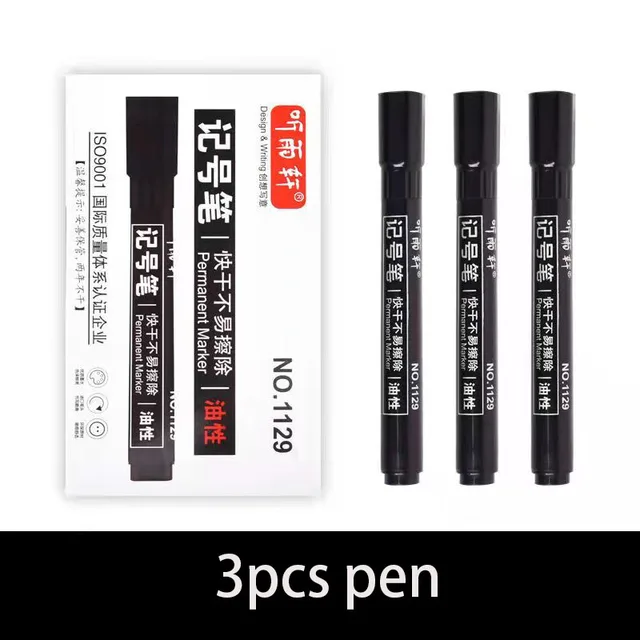 3/5pcs Metal Permanent Marker Pens 6mm White Paint Pen For Leather Fabric Metallic Markers Craftwork Oily Art Supplies 3pcs black ink