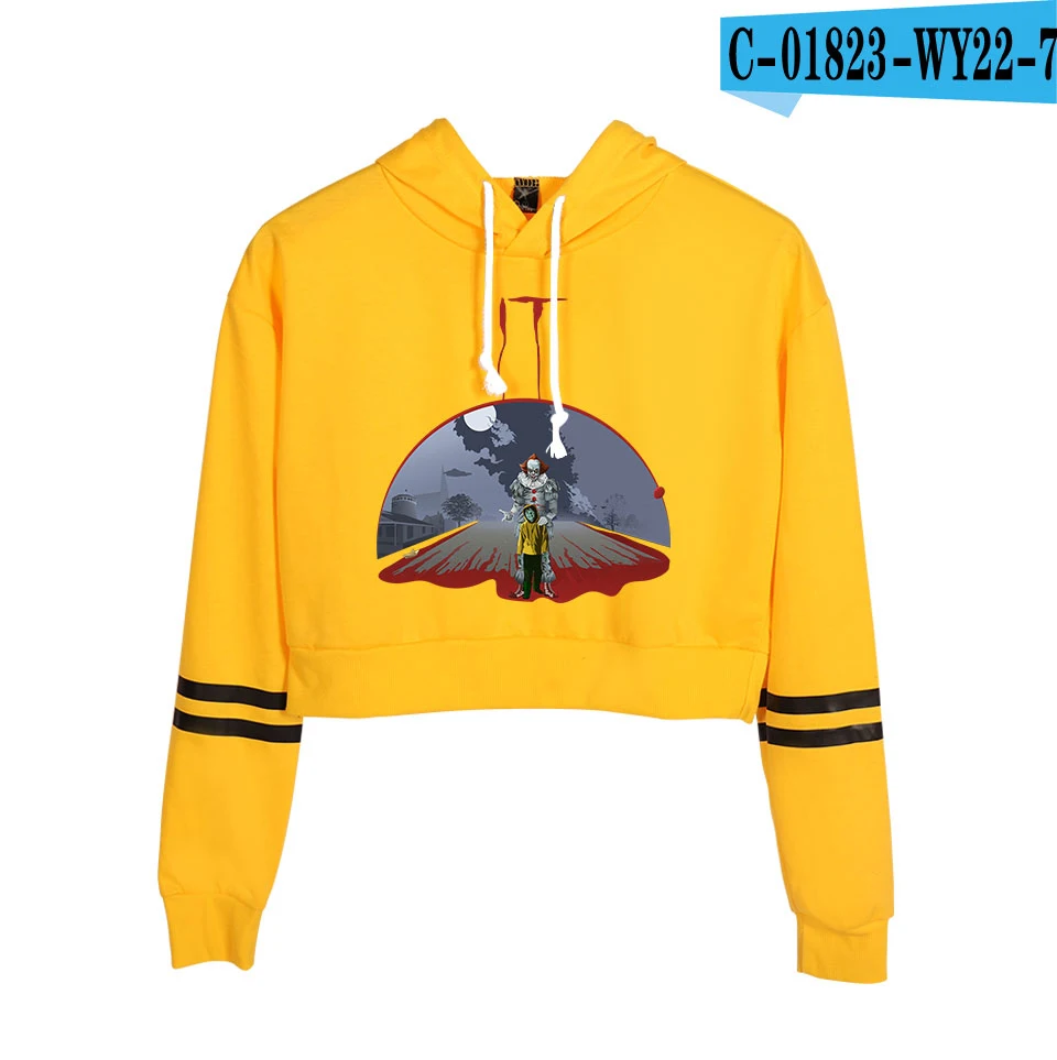 yellow It Chapter 2 Navel hoody women aikooki новые модные популярные толстовки с принтом It Chapter 2 худи с высокой талией повседневные топы - Цвет: yellow