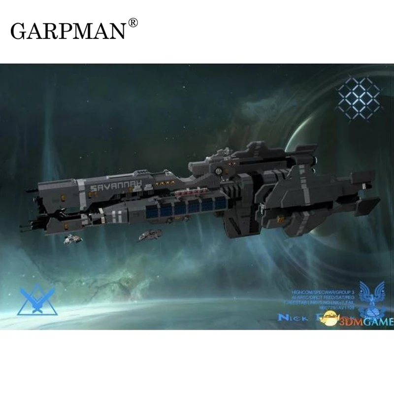 3D бумажная модель сделай сам Космический боевой корабль 1:130 4 UNSC|Картонные