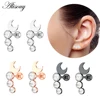 Alisouy 1PC Zircon CZ Leaf Heart Star Flower Ear Studs Cartilage Earring for Women Stainless Steel Small Ear Piercing Jewelry ► Photo 3/6