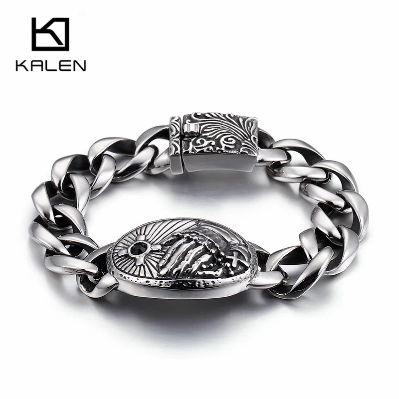 22 см длинные звенья цепи браслеты для мужчин Высокое качество нержавеющая сталь Большой Шарм браслет ювелирные изделия Прямая поставка Браслеты