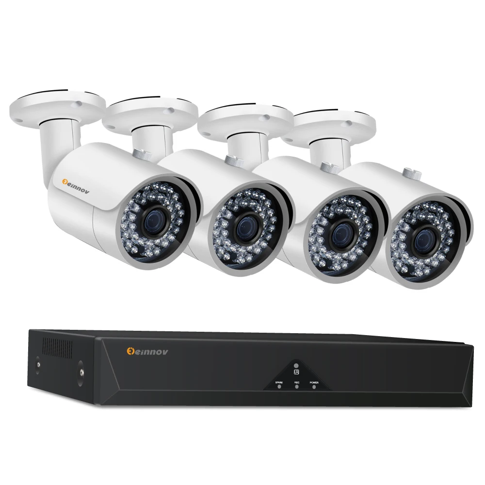 4PCS CCTV Cameras Einnov 4CH 3MP POE камера s CCTV камера система безопасности комплект NVR аудио запись HD P2P наружное видеонаблюдение IR Camara - Цвет: 4PCS CCTV Cameras