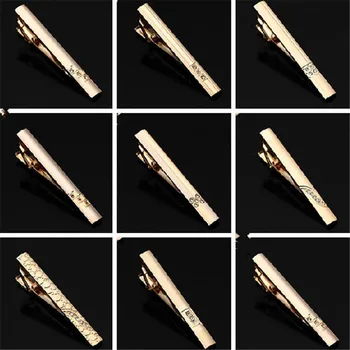 

10pcs Gold Diamond Tie Clips Fashion Simple Metal Copper Necktie Tie Pin Bar Clasp Clip badges