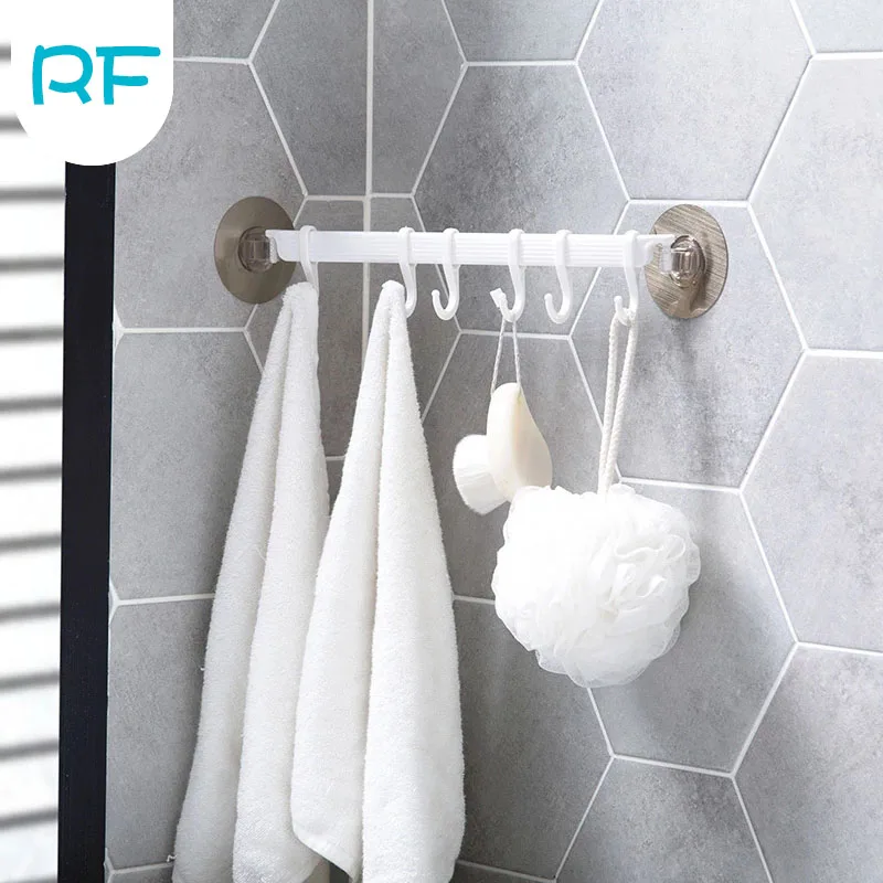 Colgador de cocina con ventosa de plástico, organizador de ropa de baño, toalla, gancho de cocina, estante de almacenamiento Flexible, R-F, 1 Uds.