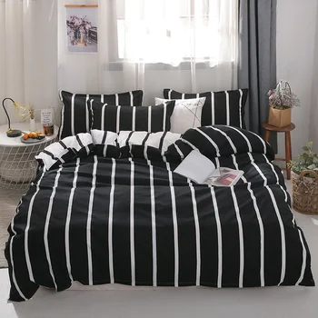 

Black and White Color Stripe Bed Cover Sets Twin/Full/Queen/King/Super King size Quilt Cover Bed Sheet Pillowcase Bedding Set