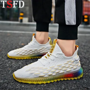 

Ultralight Male Sneakers for Running Shoes Sporty Man Shoes Fly Weaving Running Shoe Man Jogging Shoes Summer Platform Shoes C14