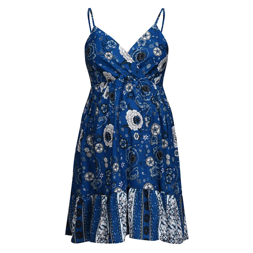 

Women's pregnant women sleeveless v-neck sexy floral suspender dress summer exquisite refreshing and comfortable floral S4