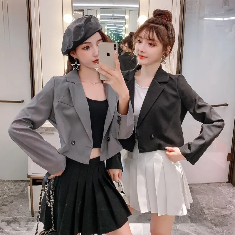 

2019 Autumn And Winter New Style Short Fold-down Collar Online Celebrity Style Small Suit Coat Female Suit Tops Women's