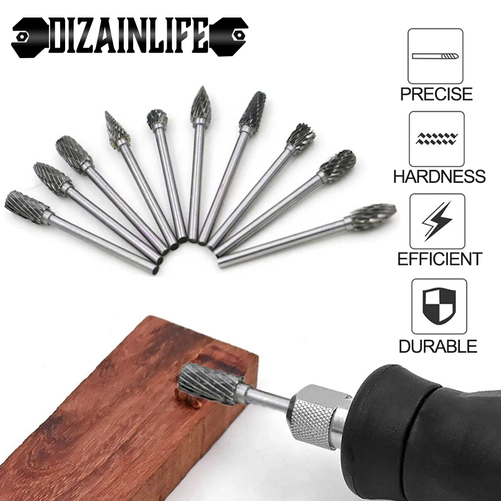 1/8 Shank Milling Cutter for Wood Metal Tungsten Carbide Rotary Burrs