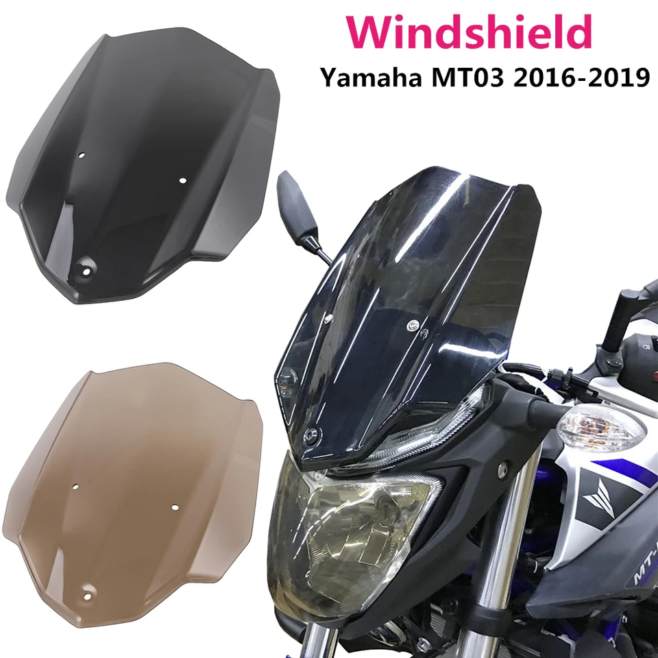 Motorcycle Windshield Extension Kit For Yamaha MT-03 / MT-25 (2020-2023) - Aluminum Wind Deflector, Sport Touring