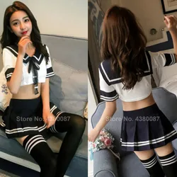 FAKUNTN Girls Japanese Style Student Girls Sexy School Uniforms For Women Tunic Top Skirt Navy Sailor Suit JK Costume Sexy