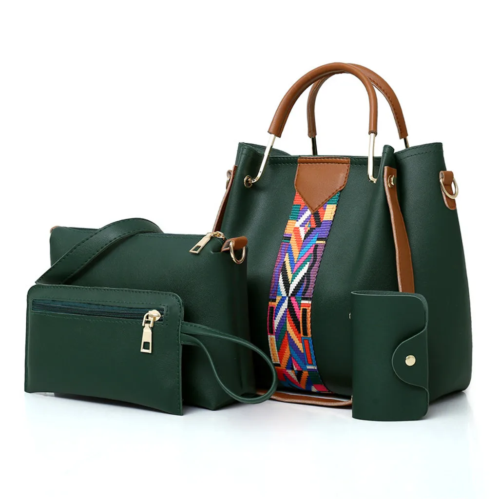 4 шт. сумка кожаная сумка набор для женщин модная женская уличная одноцветная четырехсекционная кожаная сумка-мессенджер# ZE