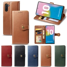 For Samsung Galaxy Note 10 Plus Case Protective Leather Wallet Cover with Card Slots and Buckle for Samsung Note 10 Flip Case protective flip open pu case w stand card slots strap for samsung galaxy note 3 n9000 white