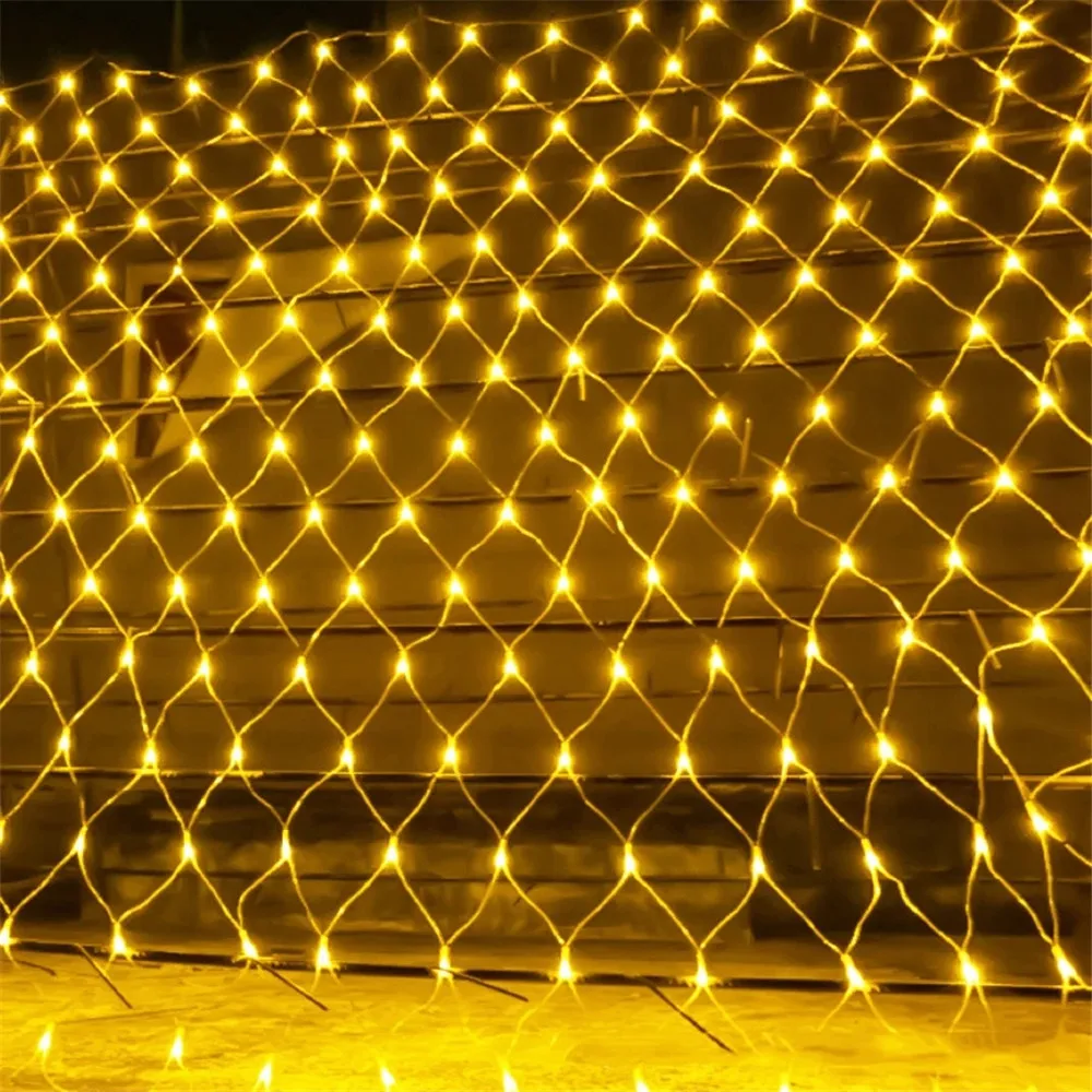 2022 new year christmas decoration curtain snowflake led fairy string light flashing garland lamp waterproof outdoor party light LED Net Curtain Mesh Fairy String Light Christmas 3x2m 200led EU 220V Party Wedding New Year Garland Outdoor Garden Decoration