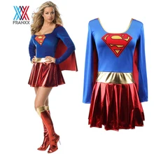 Платье Суперженщины для костюмированной вечеринки; костюмы Супер для девочек; костюм супергероя для взрослых на Хэллоуин; платье супергероя