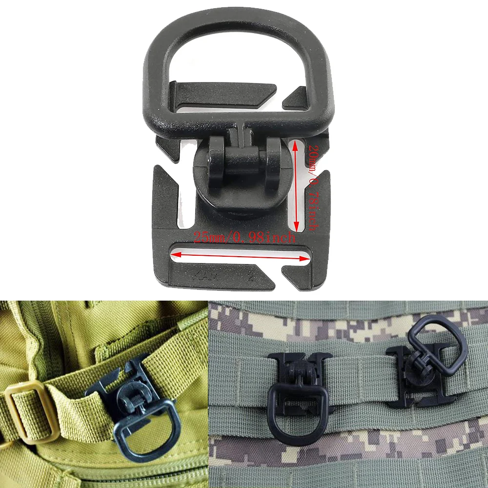 CUTICATE Pack Of 10pcs D-ring Snap Clip Carabiner Tent Webbing Rope Connector Buckles 
