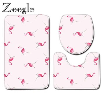 

Zeegle 3pcs Bath Mat Set Flannel Soft Toilet Seat Cover Mat Bathroom Decoration Foot Mat Toilet Pedestal Rug Washable Toilet Set