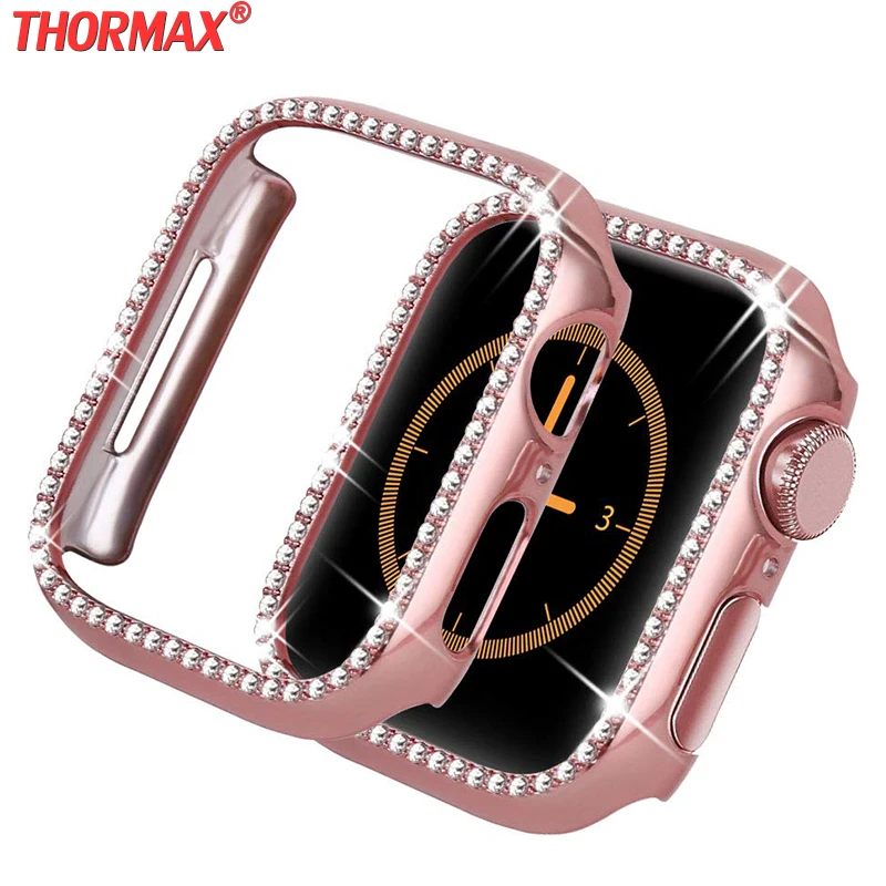 Алмазный чехол для Apple Watch Series 4 5 40 мм/44 мм защитный iWatch из поликарбоната 38 мм/42