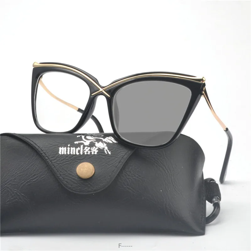 leoaprd cat frame light photochromic reading glasses outdoor far and near diopter progressive multi-focus reading mirror FML