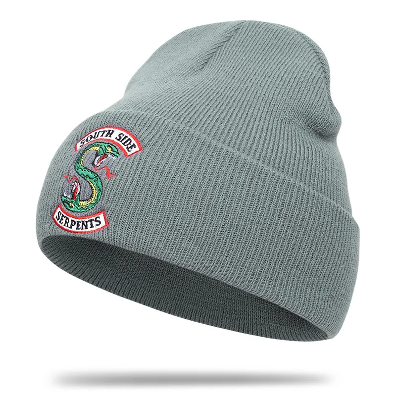 

2019 New High Quality NORTH SIDE DRAGON Embroidered Knit Beanie Women Men Casual Hat Warm Soft Cap Cotton Thicken Hedging Cap