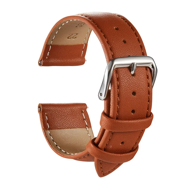 Genuine Leather Watchbands Calfskin Replace Watch Straps 18mm 20mm 22mm 24mm Watch Accessories Men Women Soft Watchband Light Brown