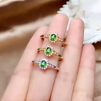 

Free shipping Natural And Real Diopside ring 925 sterling silver Fine jewelry For men or women